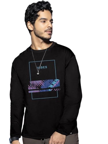 Bewakoof MenS Printed Regular Fit Full Sleeve Round Neck Cotton T-Shirt
