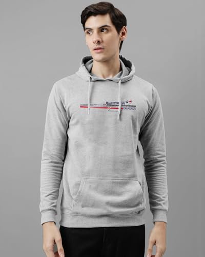 ADRO Men's Hoodie - Printed Cotton Hoodie, Size 36, Grey, Model H24-RAC-GR