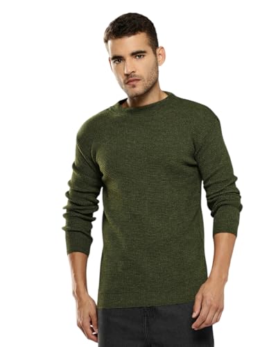 Aarika Mens Winter Wear Dark Green Colour Solid Woolen Sweater-(S-L)-(St-M-Md-06-D-Green-M)