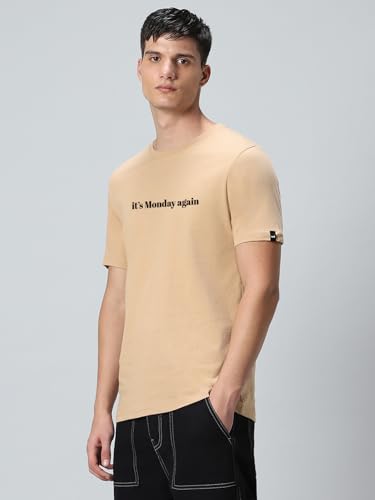 Bewakoof Official Garfield Merchandise Mens Graphic Printed Regular Fit Half Sleeve Round Neck Cotton Jersey T-Shirt_637157_Bro