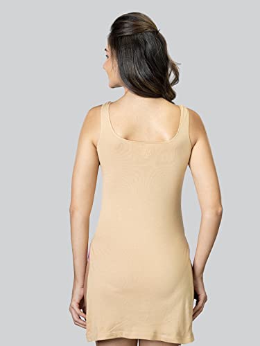Lyra WomenS Pure Cotton Stretchable Camisole/Kurti Slip With High Side Slits Beige