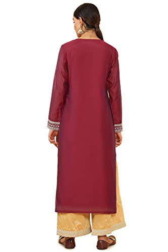 Soch Women's Chanderi Regular Fit Embroidered Kurta