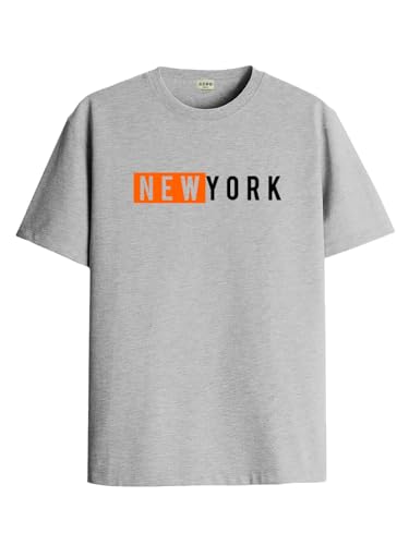 ADRO Mens Solid Regular Fit T-Shirt (RN24-NKY-GR_Grey