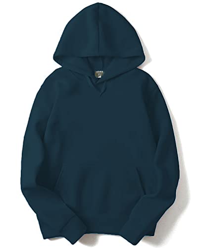 ADRO Mens Cotton Neck Hooded Sweatshirt (H22-1-PLN-SB_Teal_S)