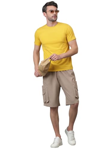 KOTTY Mens Cargo Shorts with Multiple Pockets Ideal for Hiking & Adventure(Beige,S)