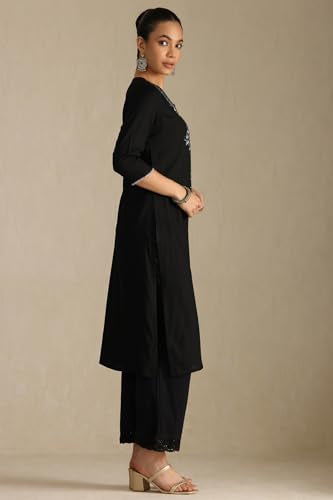Soch Womens Rayon Floral Print Kurta with Thread Work