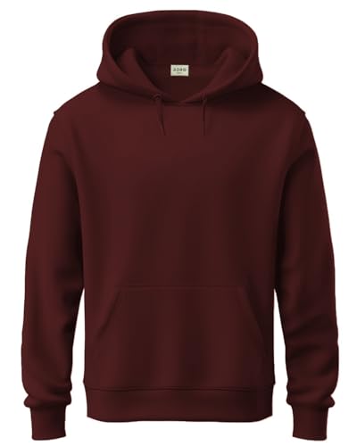 ADRO Mens Cotton Neck Hooded Sweatshirt (H24-PLN-MR_Maroon