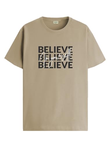 ADRO Mens Solid Regular Fit T-Shirt (RN24-INV-BE_Beige