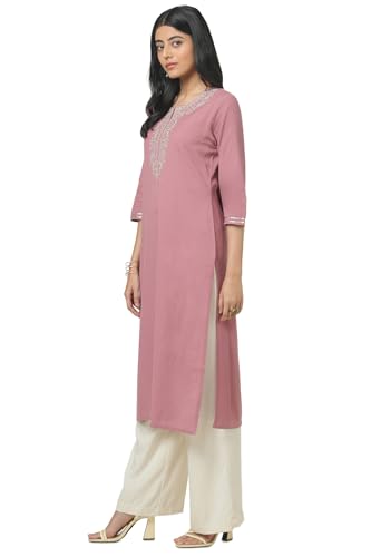 Soch Womens Cotton Flex Embroidered Regular Kurta (CWS5KU61072_Onion Pink