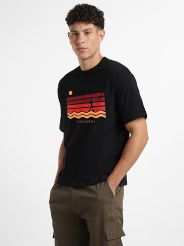 Nobero MenS Solid Oversized Fit T-Shirt (1M-Twrt-C1092_Black