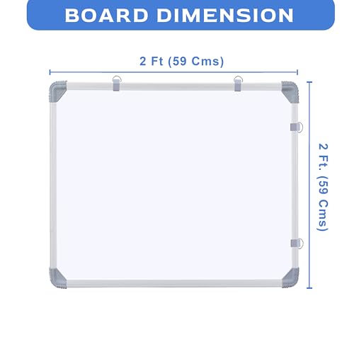 Eduway 2x2 Feet Kunj Non-Magnetic Double-Sided White Board and Chalkboard | Ideal Use for Home, Office, Kids with Sliding Hangin
