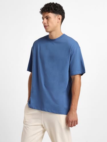 Nobero MenS Oversized Fit T-Shirt (1M-Twrt-C0756_Marine