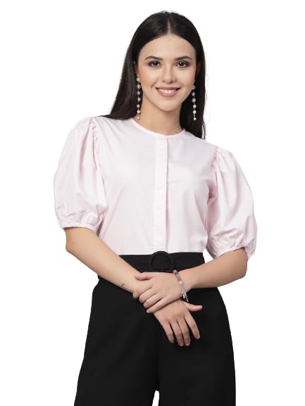 Style Quotient Women Solid Pink Polycotton Regular Formal Shirt