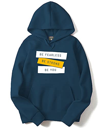 ADRO Mens Cotton Neck Hooded Sweatshirt (H21-M-FEAR-SB_Teal_XL)