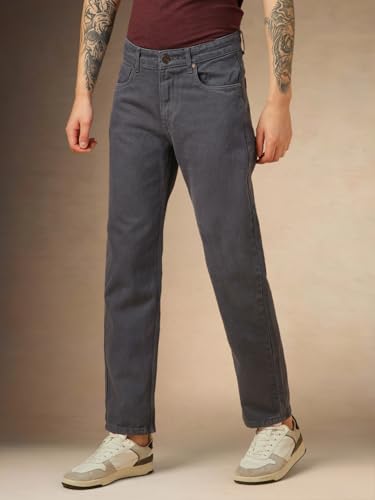 Dennis Lingo Men Relaxed Fit Cotton Solid Jeans Grey