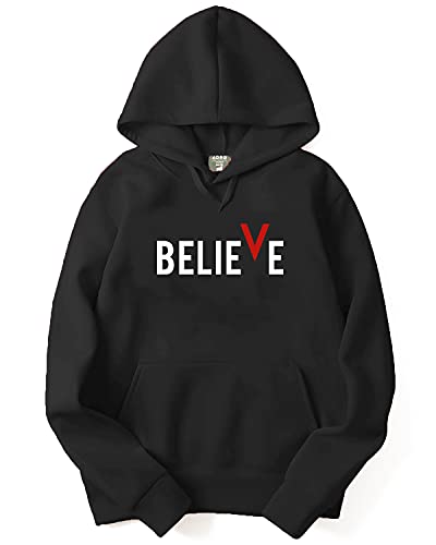 ADRO Mens Cotton Neck Hooded Sweatshirt (H21-M-BVV-BL_Black_XL)