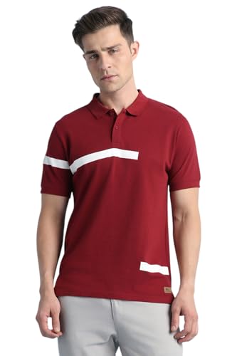Dennis Lingo Men Regular Fit Polo Collar Cotton Half Sleeve T-Shirt Cabernet