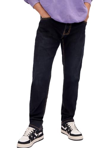 The Souled Store Denim: Dark Navy Men and Boys Buttoned Slim Fit Jeans