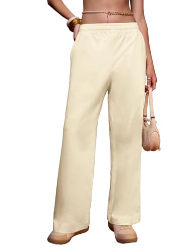 The Souled Store Flared Joggers: Off-White Women and Girls Pull On Solid Cotton Flared Joggers