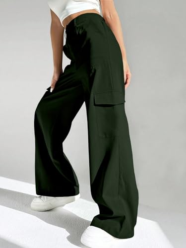 Greciilooks Women Cargo Pant Dark Green