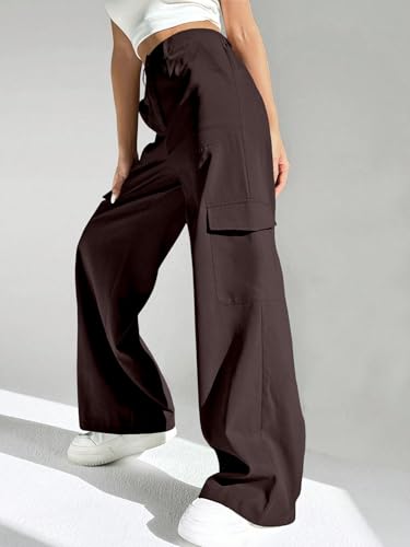 Greciilooks Women Cargo Pant Dark Brown