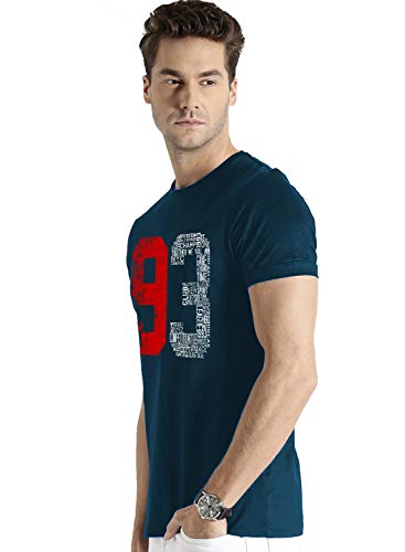 ADRO Men's 93 Number Printed Cotton T-Shirt (Steel Blue)
