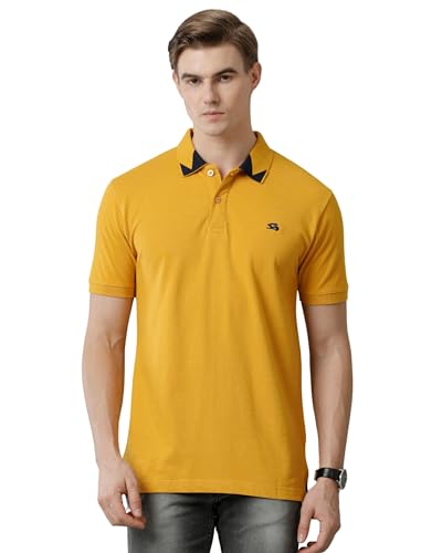 ADRO Mens Polo T Shirt 100% Cotton Polo Tshirt for Men | Solid Polo T-Shirt Regular fit | PN23-H-L1PLN-MU-XL Mustard