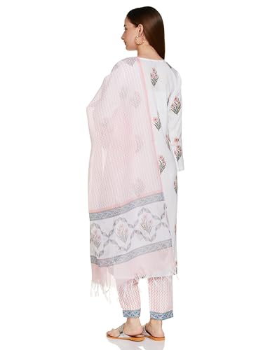 KLOSIA Women Cotton Block Printed Kurta And Pant With Dupatta Set