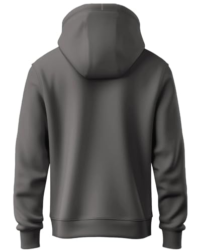 ADRO Men's Printed Hoodie, Cotton, Steel Grey, Size 34, Model H24-PLN-SG