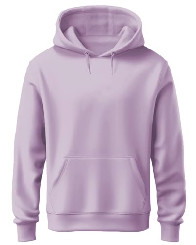 ADRO Mens Cotton Neck Hooded Sweatshirt (H24-PLN-PU_Lavendar