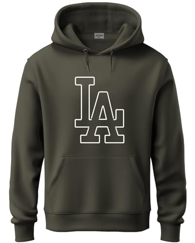 ADRO Mens Cotton Neck Hooded Sweatshirt (H24-LA-OL-L_Olive)