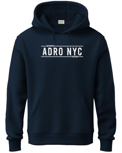ADRO Mens Cotton Neck Hooded Sweatshirt (H24-ADRO-NB_Navy Blue