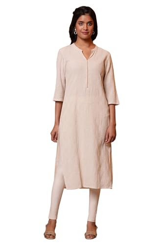 Aurelia Womens Solid Cotton Blend Straight Kurta