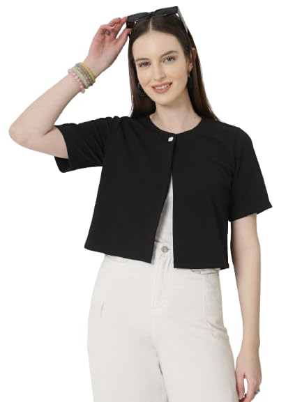 Style Quotient Women Black Knit Shrug