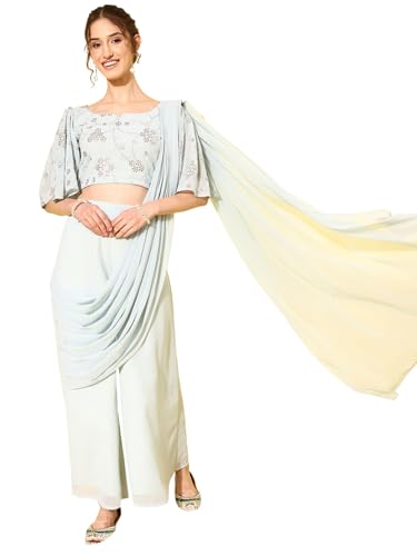 Libas WomenS Georgette Saree (34449_Blue)