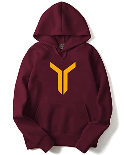 ADRO Mens Cotton Neck Hooded Sweatshirt (H22-M-LNN-MR_Maroon_XL)