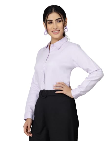 Style Quotient Women Self Design Lilac Polycotton Formal Shirt