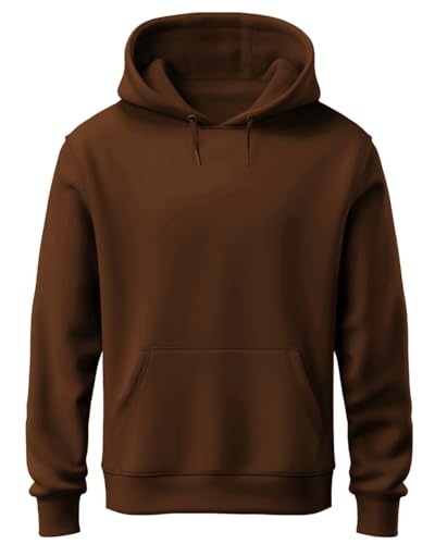 ADRO Mens Cotton Neck Hooded Sweatshirt (H24-PLN-BR_Downtown Brown