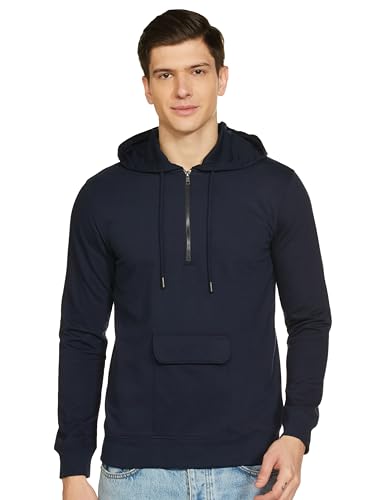 FYLTR Mens Casual Full Sleeve Hoodie with Drawstring - Half Zip Closure | Utility Pocket with Flap | Casual Winterwear for Men