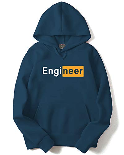 ADRO Mens Cotton Hooded Neck Jacket(H-M-EGN-SB-XL_Steel Blue_XL)