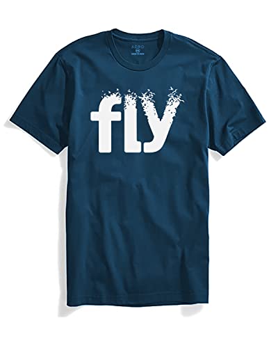 ADRO Mens Printed Cotton T-Shirt | Regular Fit | Round Neck | RNR-M-Fly-SB-XL Steel Blue
