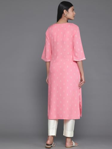 Libas Women's Rayon Straight Fit Woven Design Straight Kurta