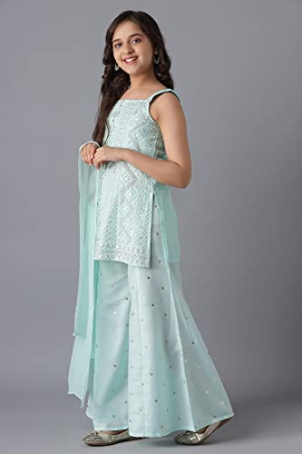 Aurelia Pastel Blue Kurta and Palazzo Girls Set