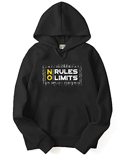 ADRO Mens Cotton Neck Hooded Sweatshirt (H21-M-LIM-BL_Black_XL)