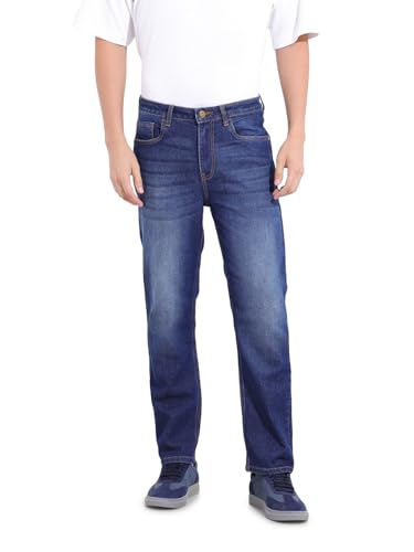 The Indian Garage Co Mens Slim Straight Fit Solid Mid-Rise Jeans
