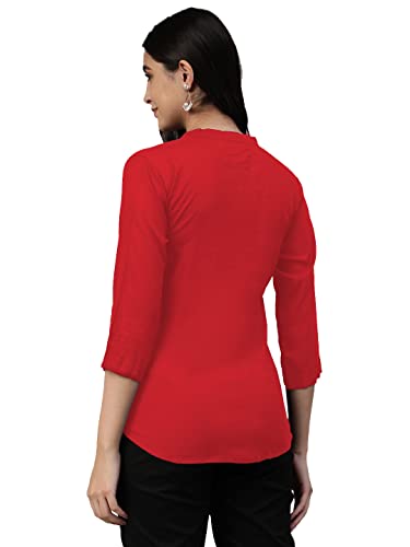 Lyra 430 Pure Rayon Woven Tunic For Women Red