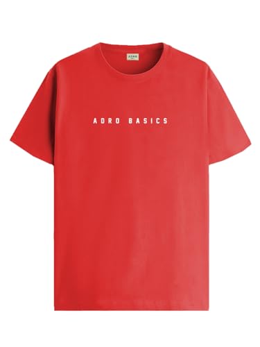 ADRO Mens Solid Regular Fit T-Shirt (RN24-AR2-RD_Red
