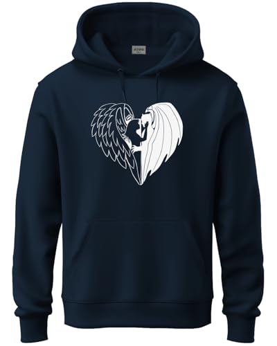 ADRO Mens Cotton Neck Hooded Sweatshirt (H24-DEVI-NB_Navy Blue