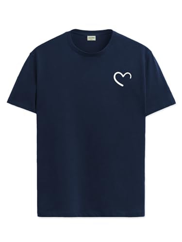 ADRO Mens Solid Regular Fit T-Shirt (RN24-STICK-HALF-NB_Navy Blue