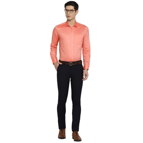 Turtle Men 100% Cotton Regular Fit Full Sleeve Peach Formal Shirt
